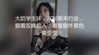 大奶学生妹，JK制服来约会，握着双峰后入，看着窗外景色，爽歪歪！